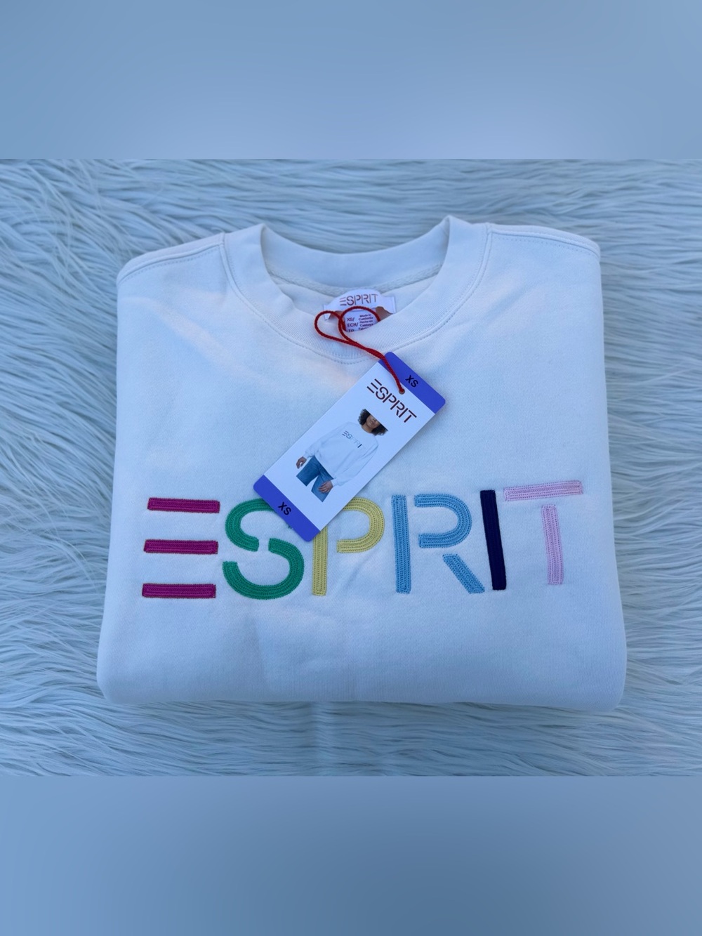 Esprit Women's Logo Fleece Crewneck Sweatshirt Size XS